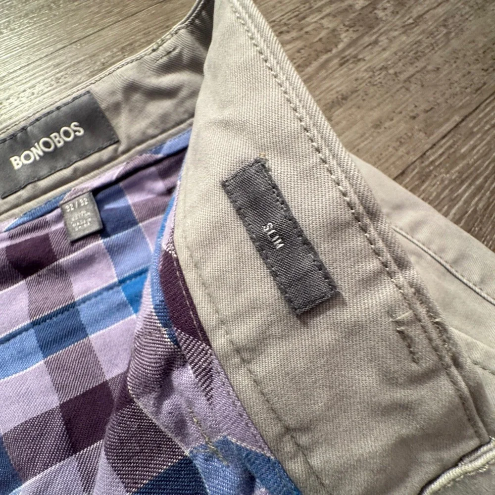 Bonobos Pants Mens 32 Gray 100% Cotton Slim Chino Preppy Quiet Luxury 32x31